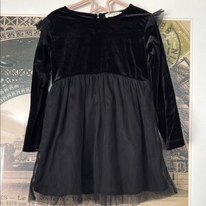 Chelsea & Violet Black Pleated Babydoll Dress Long Sleeve